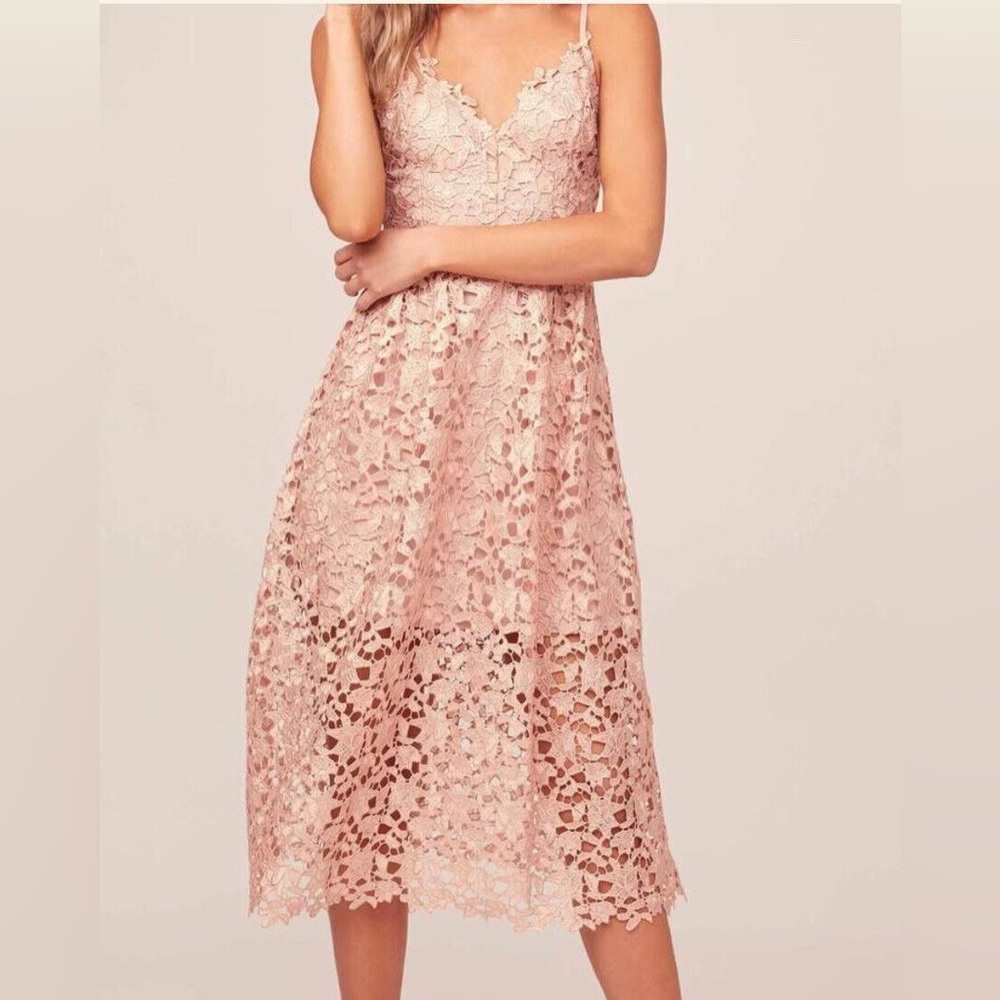 ASTR The Label | Rose Gold Lace Midi Dress - Medium